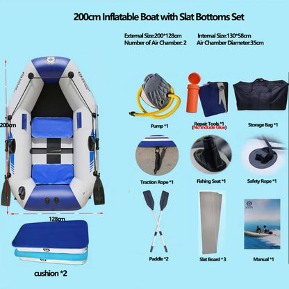 PVC 3-Layer Inflatable Boat – Wear-Resistant Fishing Kayak for 2-6 Persons, Rowing Canoe & Sports Boat