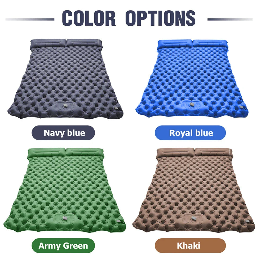 WESTTUNE Double Inflatable Air Mattress – Built-in Pillow Sleeping Pad for Camping, Travel, and Hiking