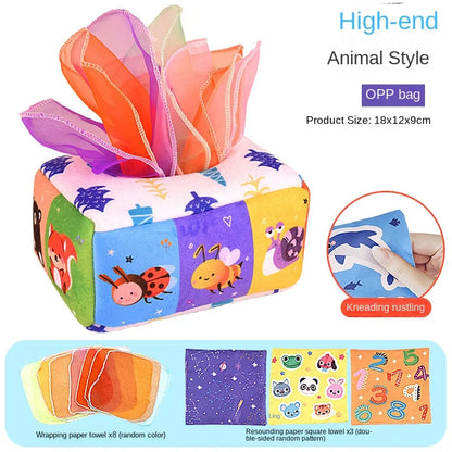 Baby Montessori Magic Tissue Box – Educational Sensory Learning Activity Toy for Kids, Finger Exercise Busy Board
