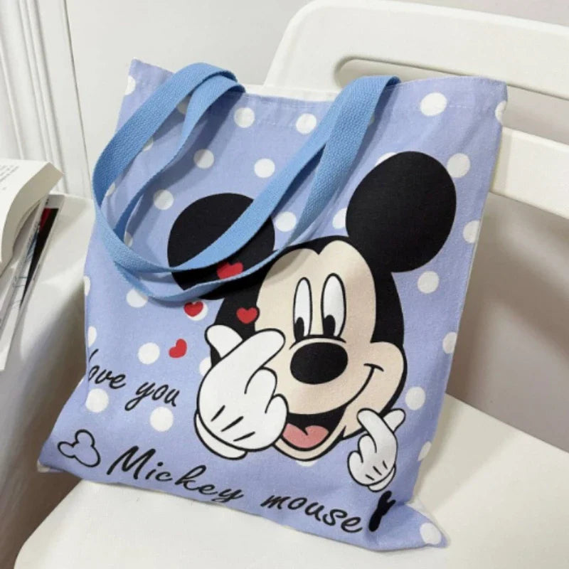 Lightweight Disney Mickey & Minnie Canvas Tote Bag – Large Capacity Durable Shoulder Bag for School, Work & Everyday Use