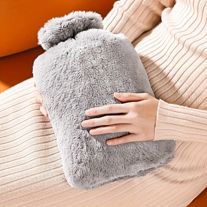 2000ml Winter Plush PVC Hot Water Bag – Explosion-Proof, Heat-Resistant Hand & Waist Warmer for Home and Bedding Gifts