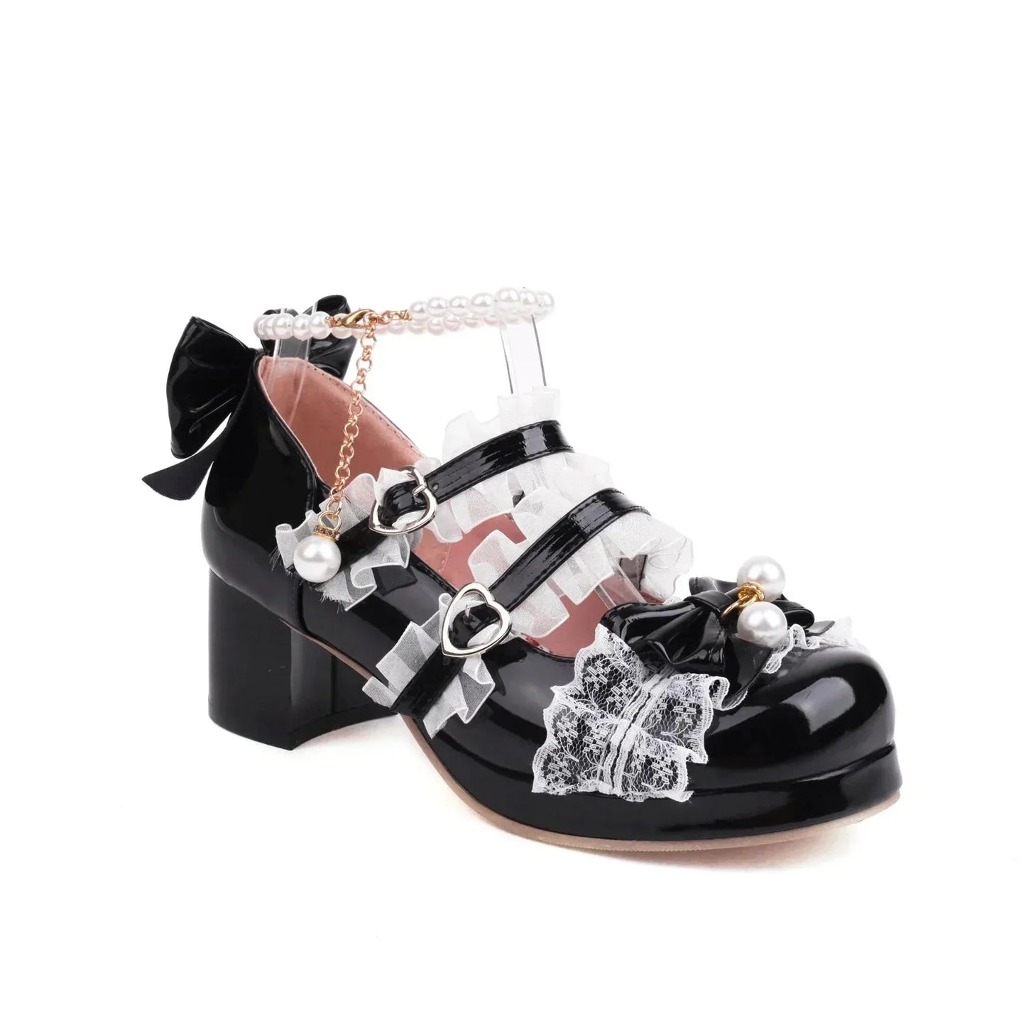 Women’s Cross Strap Mary Jane High Heels – Party, Wedding, Cosplay Lolita Pumps in White, Pink, Black, Strawberry Bow 2025