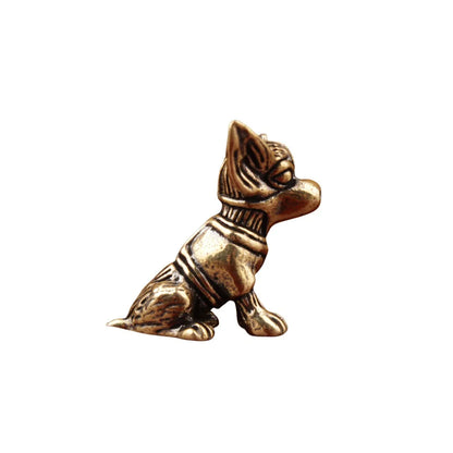 Solid Copper Puppy Dog Figurine – Antique Brass Zodiac Tea Pet Ornament Cute Collectible Home Decor Sculpture