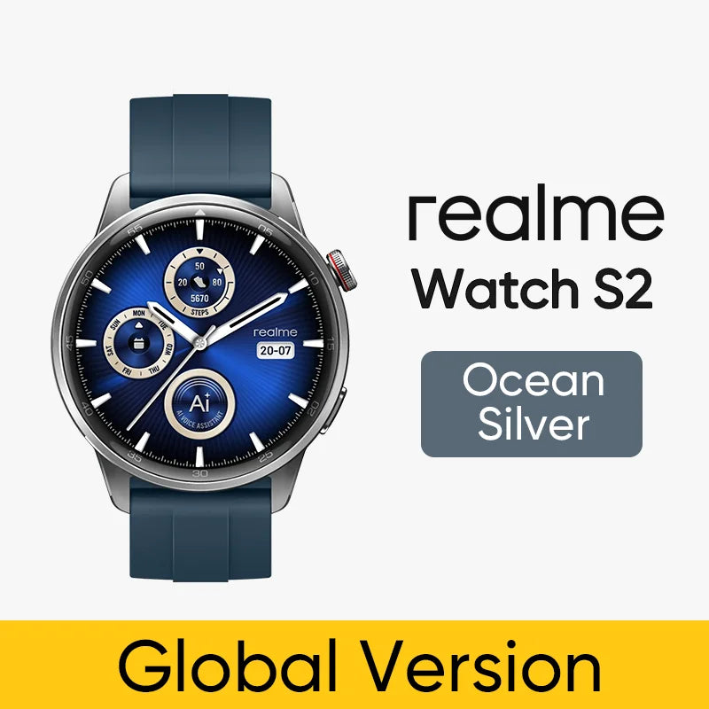 Global Version realme Watch S2 – 1.43'' AMOLED Smartwatch, 20-Day Battery, AI Engine, IP68 Waterproof