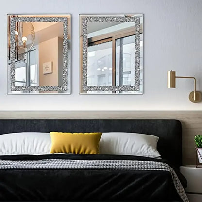 Crystal Crush Diamond Mirror 16x20 – Luxury HD Glass Wall Mirror for Bathroom, Bedroom & Entryway Home Décor Accent