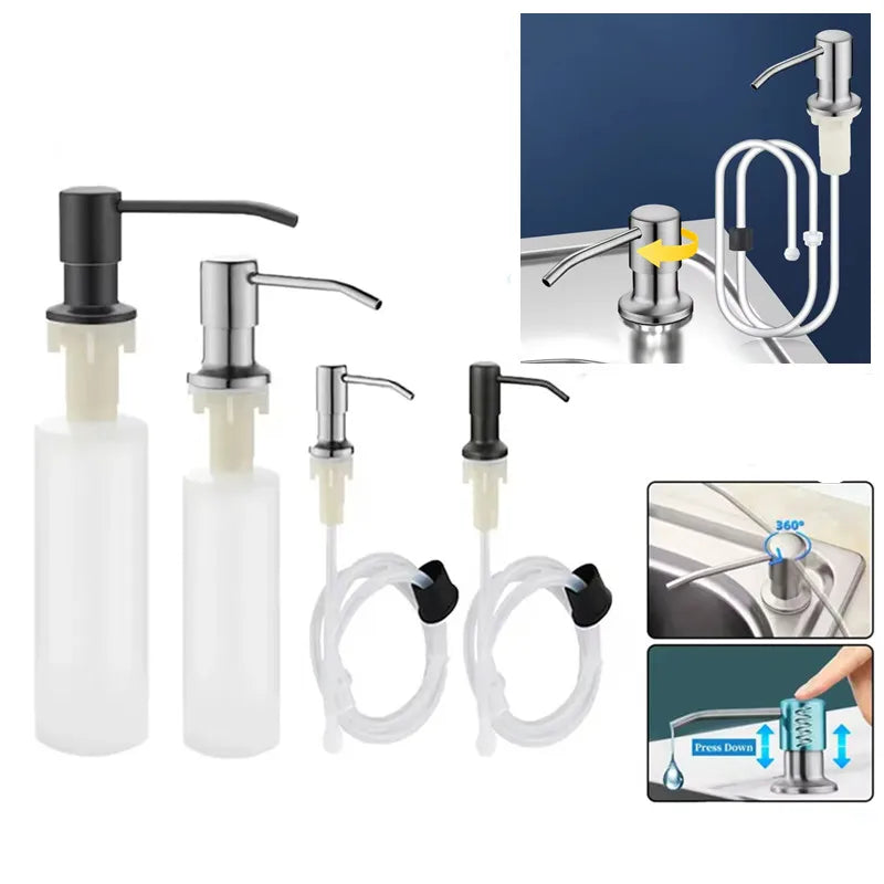 500ml Stainless Steel Liquid Soap Dispenser — Hand Press Pump Bottle for Kitchen Sink