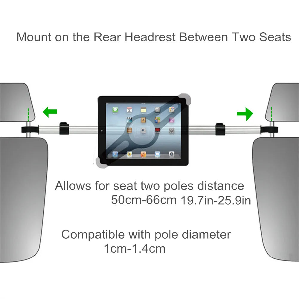 Adjustable Car Tablet Headrest Holder: Mount Stand for 7-13" Tablets - Road Trip Essential for Kids