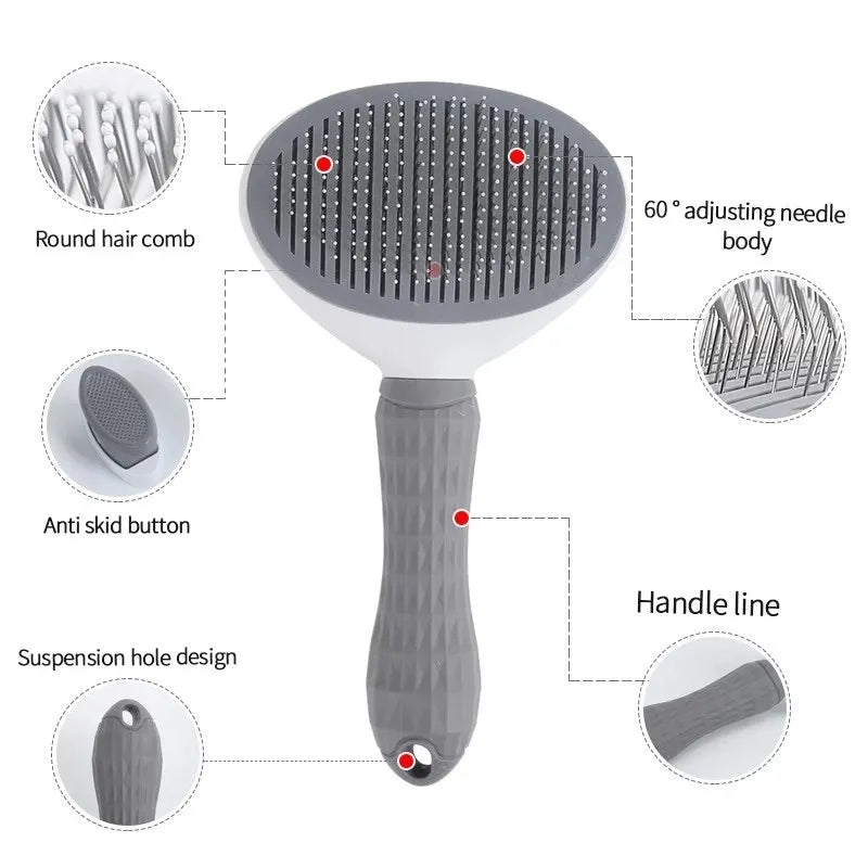 Self-Cleaning Pet Hair Remover Brush - Dog & Cat Grooming Tool | Dematting Comb for Dogs & Cats