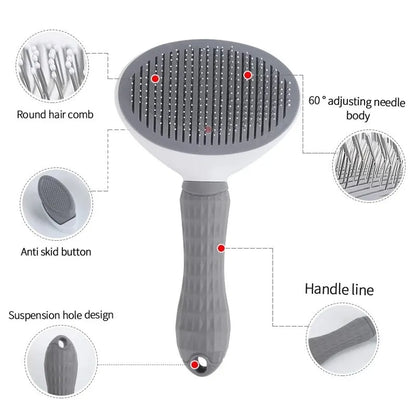 Self-Cleaning Pet Hair Remover Brush - Dog & Cat Grooming Tool | Dematting Comb for Dogs & Cats