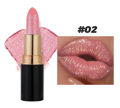 6 Colors Glitter Metallic Lipstick – Waterproof, Long-Lasting Diamond Pearlescent Lip Gloss for Moisturizing Sexy Lips