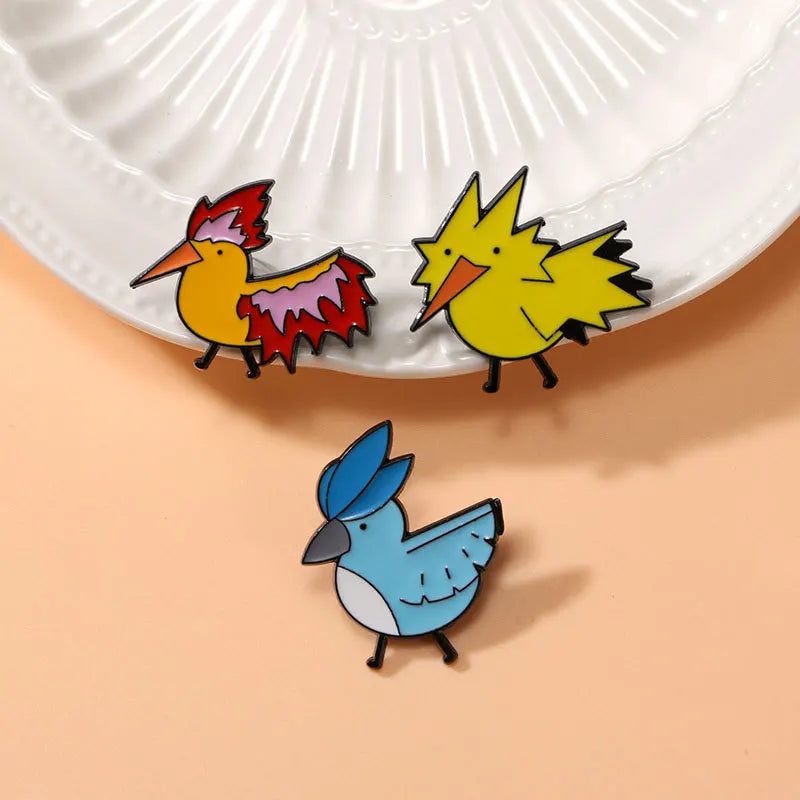 Cute Pokémon Three Holy Birds Cartoon Badge – Anime Flaming Bird Brooch for Clothes & Accessories