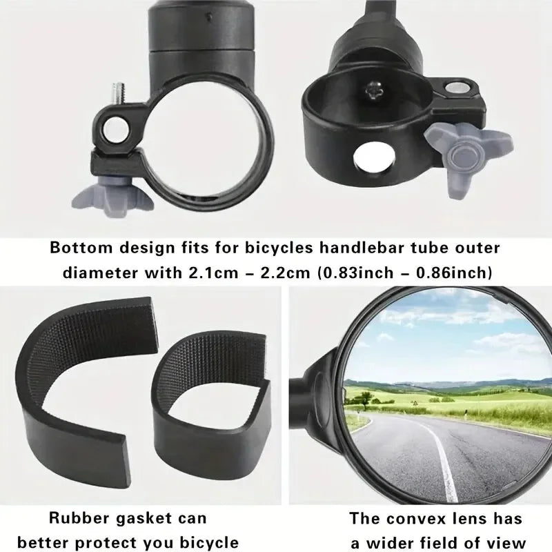 360° Rotatable Bicycle Rearview Handlebar Mirrors – Adjustable Bendable Hose for Mountain Bikes & Motorcycles
