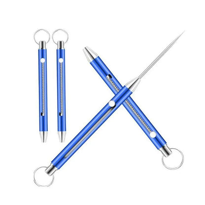 Black Titanium Alloy EDC Telescopic Toothpick Keychain – Camping Fruit Fork & Unpacking Tool Pendant Gift