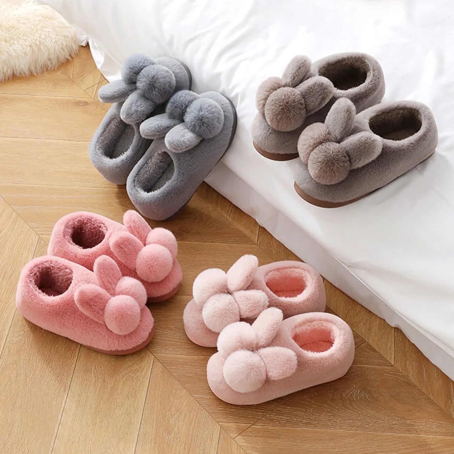 Winter Cotton Slippers for Women & Moms – Plush Cartoon Indoor House Shoes, Soft & Cozy Home Wear for Cold Weather