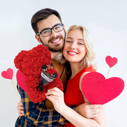 25cm Eternal Rose Teddy Bear – Artificial Flower Gift for Mom, Mother’s Day, Birthday, Valentine’s & Anniversary