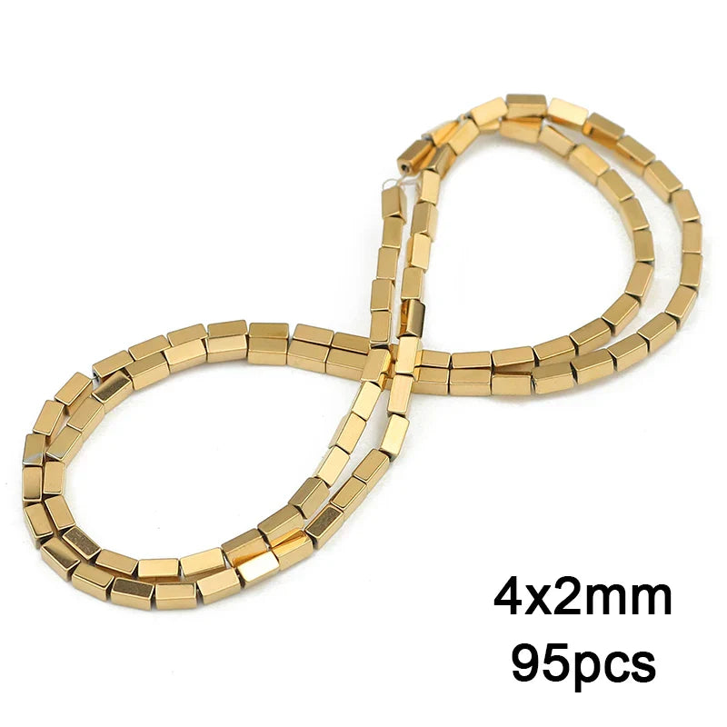 3A+ Retention Color Hematite Beads – Star & Heart Shapes, Gold-Plated Natural Stones for DIY Jewelry & Bracelets