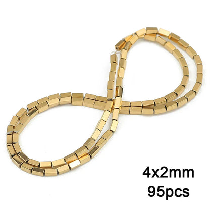 3A+ Retention Color Hematite Beads – Star & Heart Shapes, Gold-Plated Natural Stones for DIY Jewelry & Bracelets