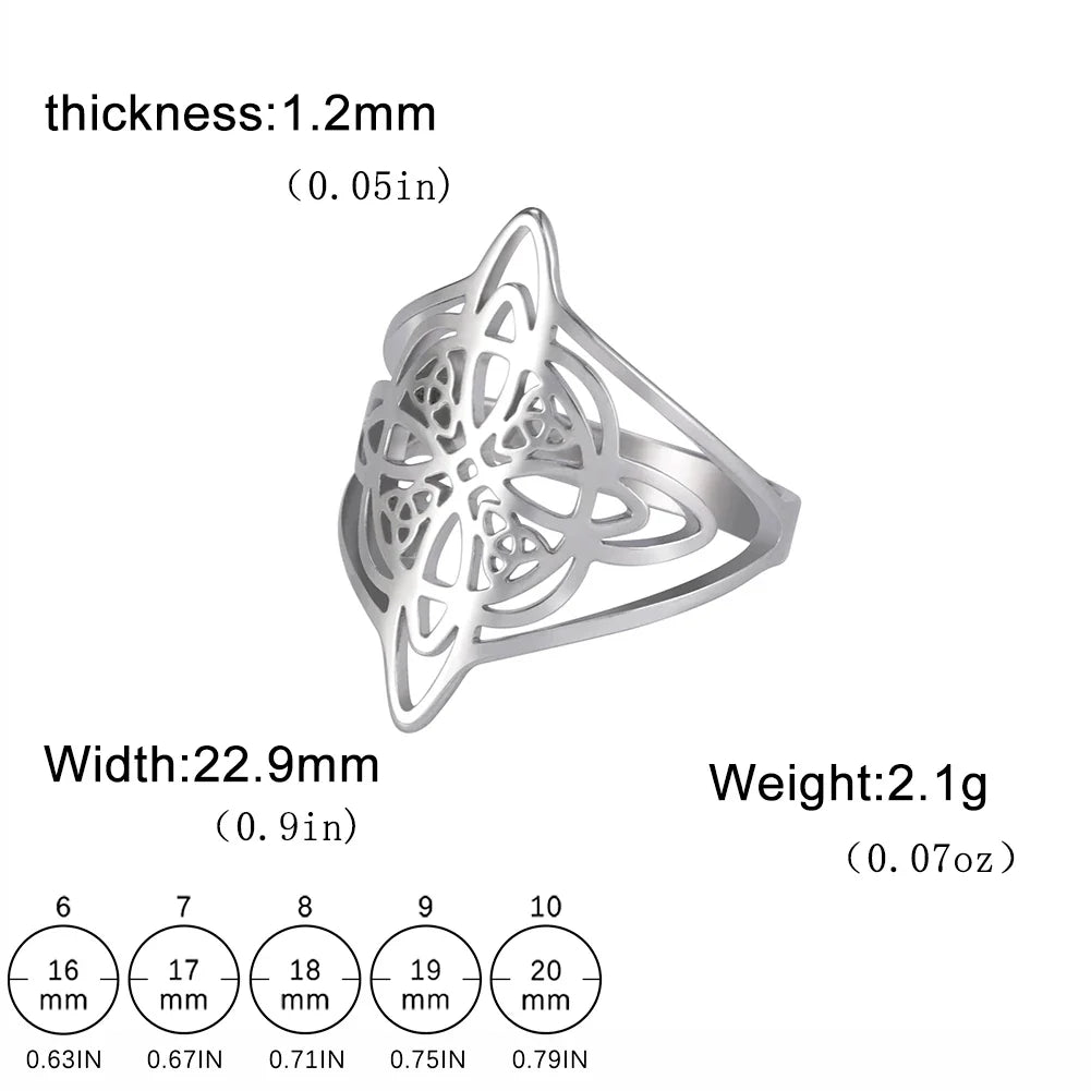 Witch Knot Stainless Steel Ring – Wiccan Celtic Knot Amulet, Good Luck & Protection Jewelry for Men & Women