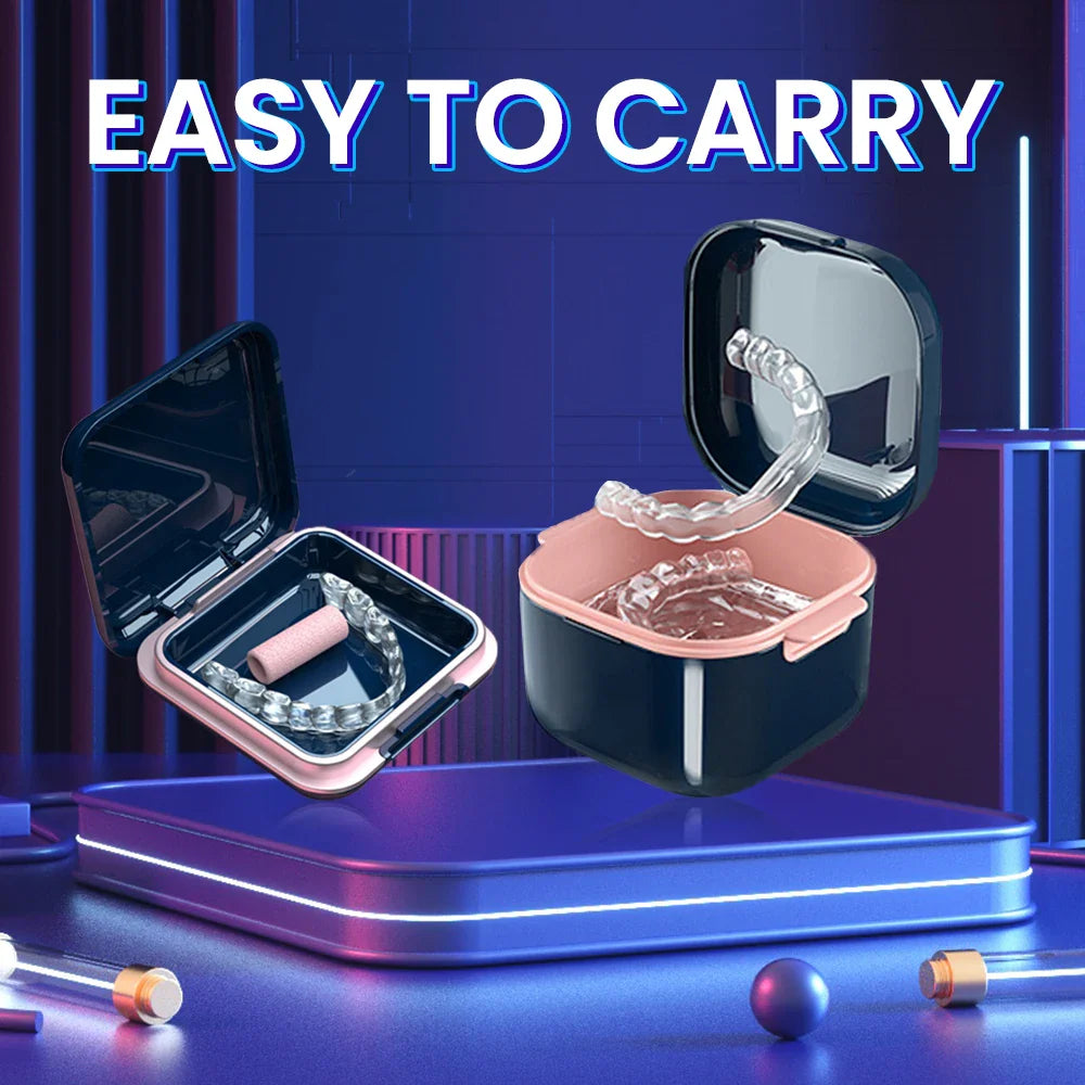 Orthodontic Retainer Storage Box – Portable Teeth Denture Cleaner & Soaking Case for Braces