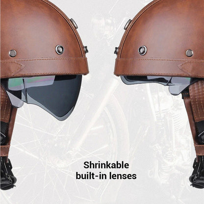 Retro DOT-Certified Motorcycle Half Helmet – HD Lens, Men & Women, 4-Season Scooter & Moto Riding Casco
