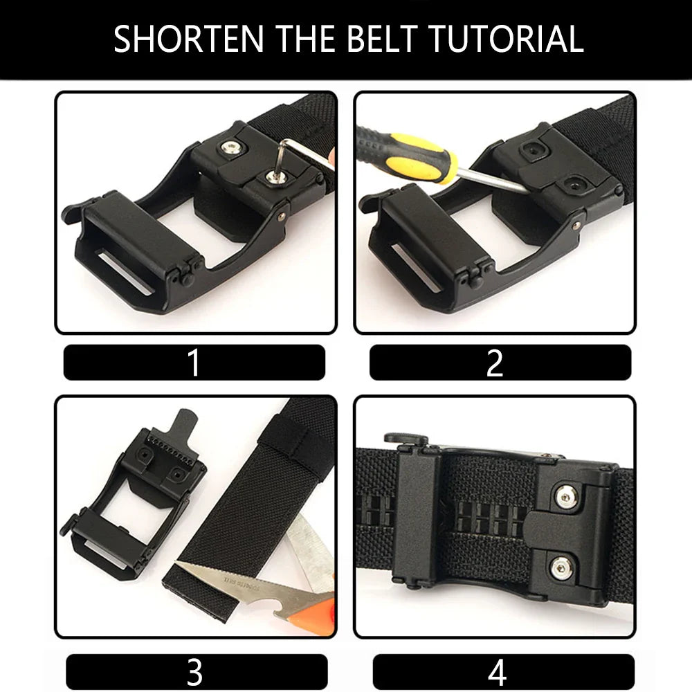 TUSHI Men's Military Tactical Belt – Heavy-Duty Sturdy Nylon with Automatic Buckle for Outdoor & Casual Wear