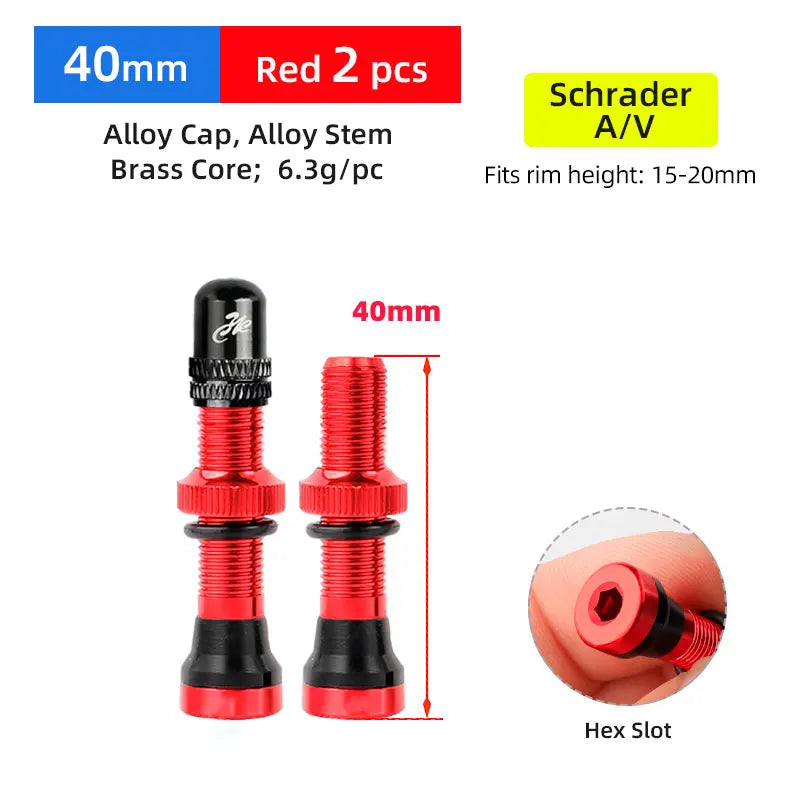 Deemount 2PCS Bicycle Tubeless Schrader Valves — Brass Core CNC Anodized MTB & Road Bike Rim Nipple
