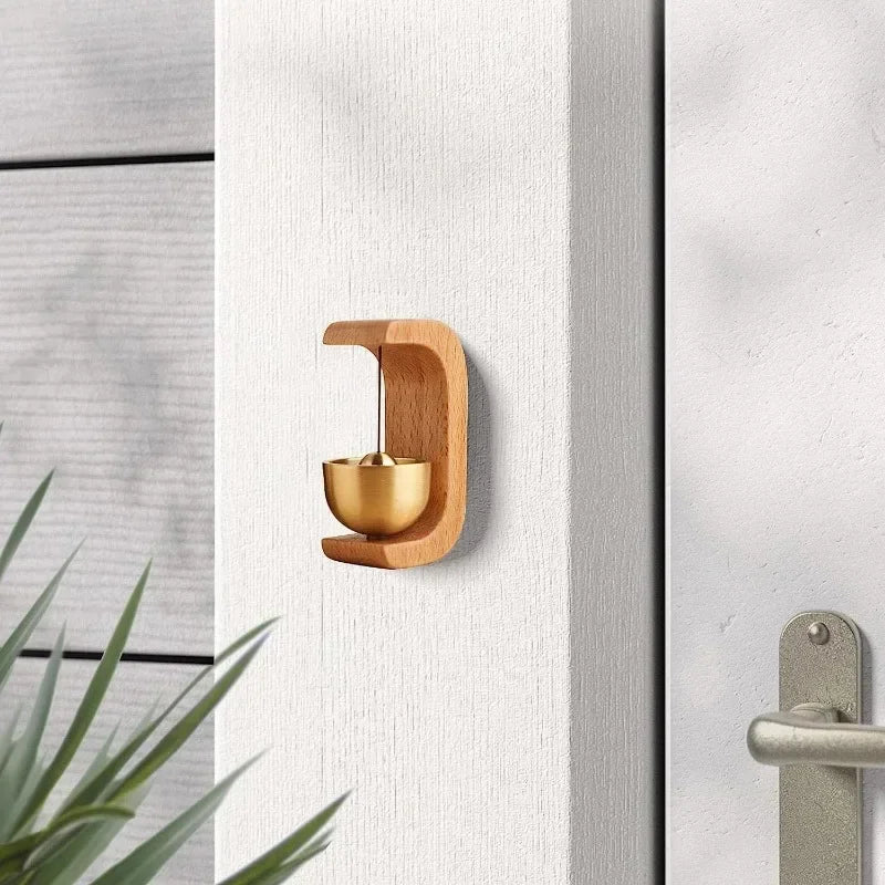 Wireless Doorbell with Solid Wooden Design - Magnetic Brass Wind Chimes, Jingle Bell Pendant for Entrance & Home Decor