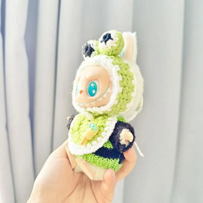 17cm Mini Plush Doll Clothes — Kpop EXO Labubu Idol V1 V2 Outfit Set with Sweater & Headband, Doll Accessories Gift