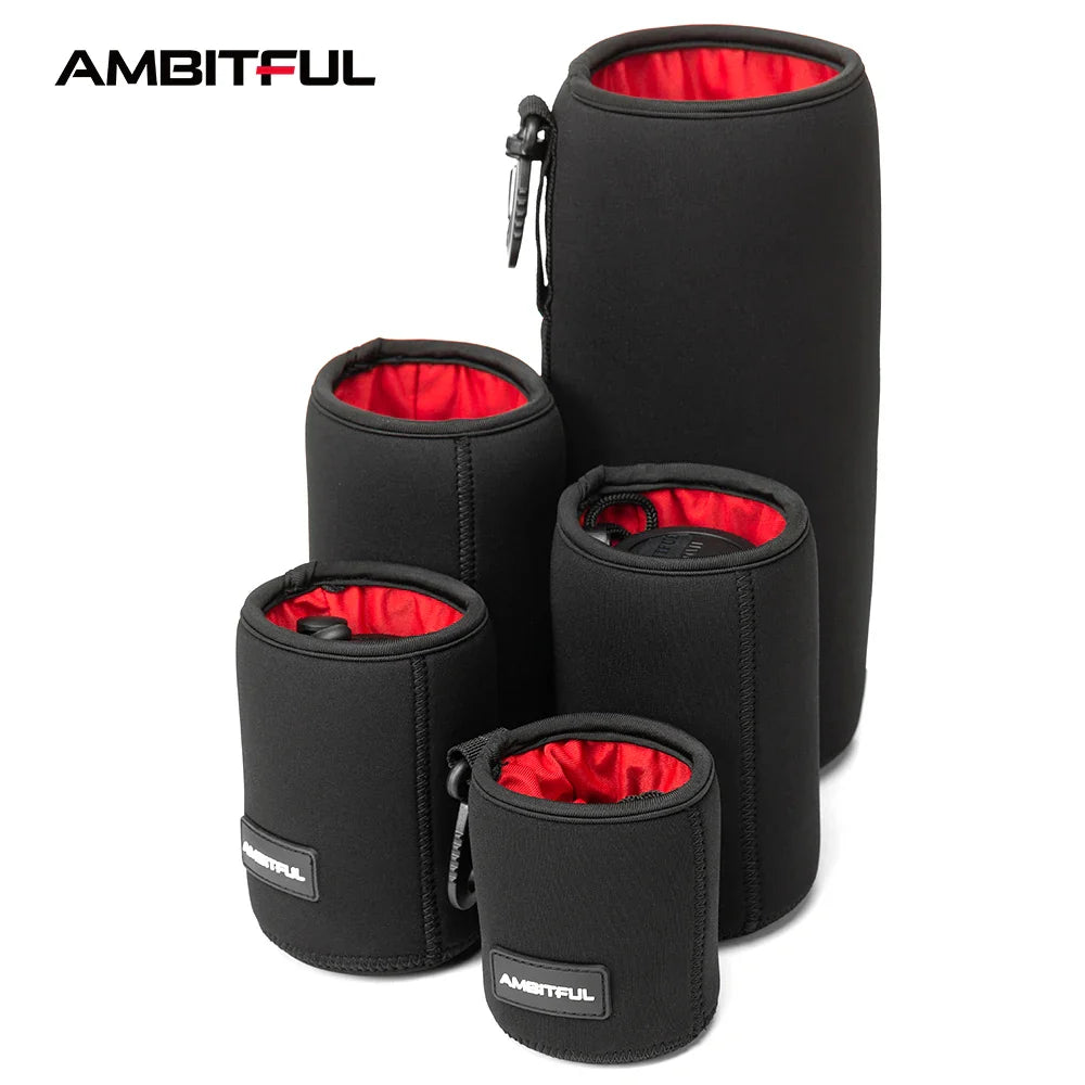 AMBITFUL Camera Lens Drawstring Bag — S/M/L/XL Pouches for Canon, Sony, Nikon DSLR Lenses
