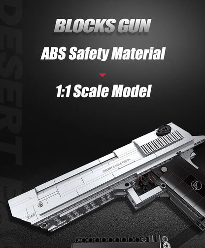 795pcs Desert Eagle Handgun Building Block Set – Military MOC Pistol Toy for Kids & Adults