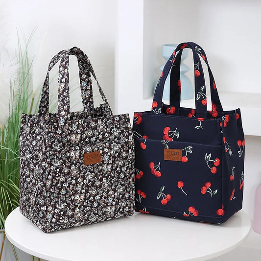 Fashionable Thickened Cotton Handbag — Large Capacity Tote, Mommy Bag, Lunch Box Storage Pouch, Commuter Handheld Bag