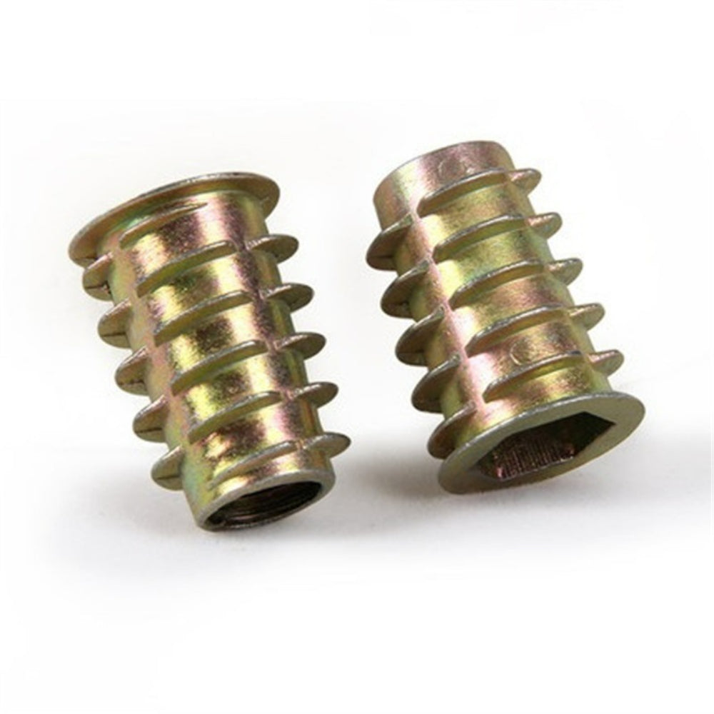 10-50Pcs M4 M5 M6 M8 Zinc Alloy Wood Insert Nuts Flanged Hex Drive Furniture Nuts, Length 8-25mm