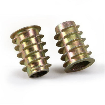 10-50Pcs M4 M5 M6 M8 Zinc Alloy Wood Insert Nuts Flanged Hex Drive Furniture Nuts, Length 8-25mm