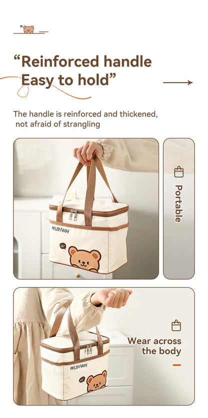 WORTHBUY Cute Thermal Lunch Bag – Large Capacity Insulated, Waterproof & Portable Picnic Cooler for Students