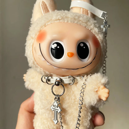 17cm Labubu Doll Necklace Choker – Leadrope Accessory for 6.5-inch Cotton Dolls