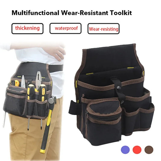 Multifunctional Tool Storage Bag – Electrician Toolkit Waist Pouch with Belt for Drill, Wrench, Screwdriver, and Hardware Tools – Organizer Bag