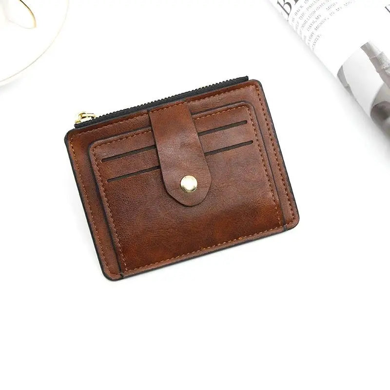 Luxury Slim Leather Wallet for Men — Small Credit & ID Card Holder with Coin Pocket, Designer Purse for Men & Women