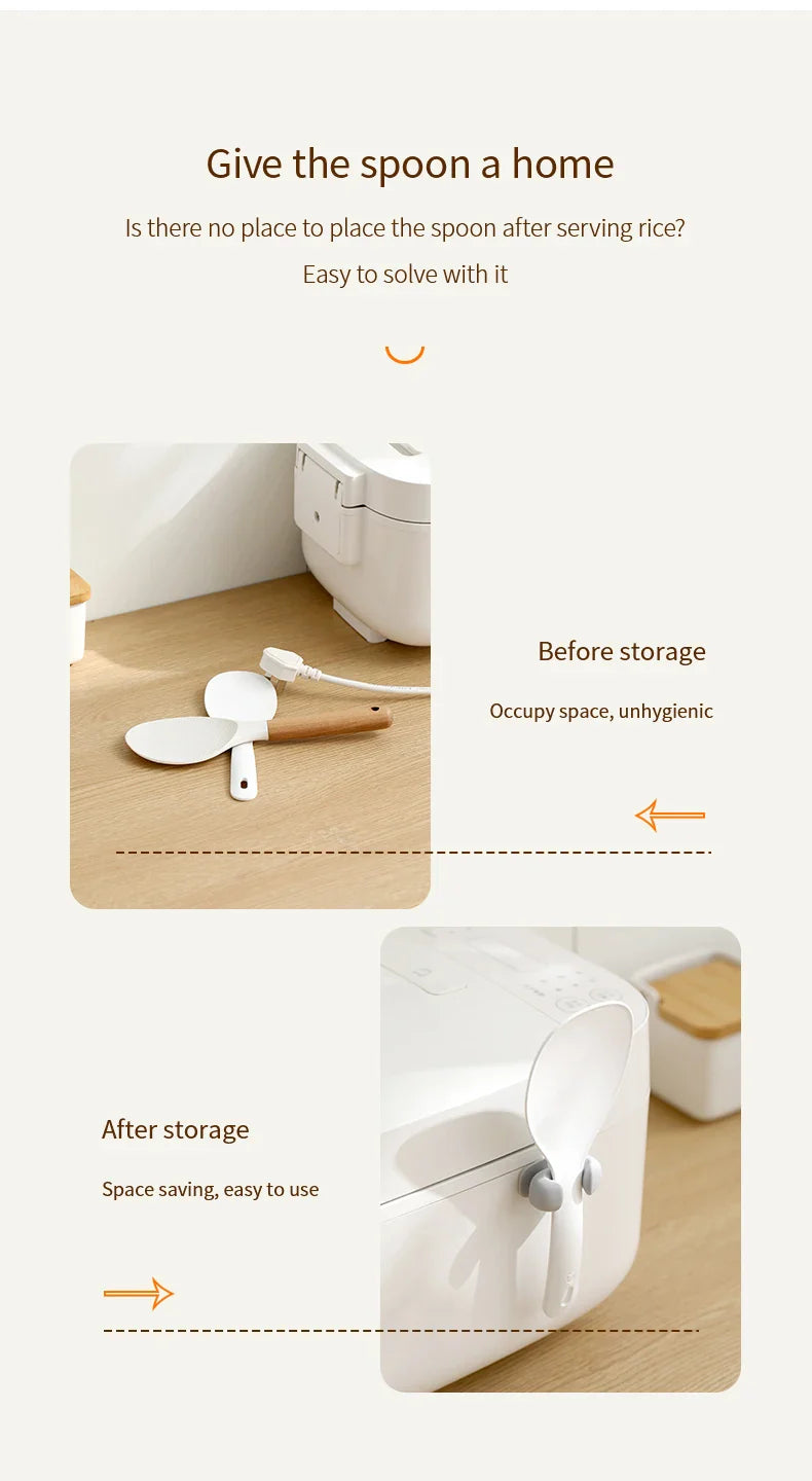 Silicone Rice Spoon Holder — Wall-Mounted Kitchen Storage Rack & Cooker Spoon Placement Shelf