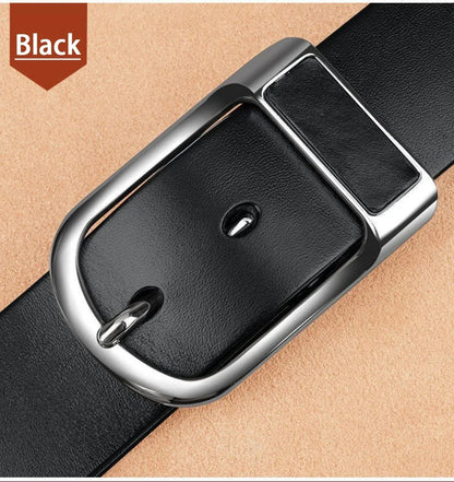 Genuine Leather Men's Belt – High-Quality Buckle, Cowskin Casual & Business Waistband, Cowboy Fashion Designer 2024 New