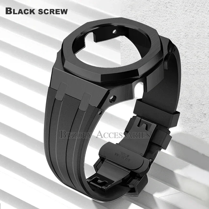 GEN4 Casioak GA2100 Mod Kit – Stainless Steel Case, Bezel, and Rubber Strap Replacement for G-SHOCK GA2100/GA2110