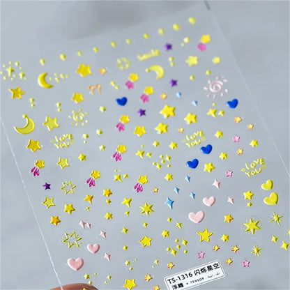 Vintage Rose Flower Nail Stickers – Red & Blue Laser Gold/Silver Nail Art Decals for Manicure Design DIY Beauty Tool