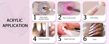 Kolinsky Acrylic Nail Brush — 100% Pure Metal Handle, Sizes 2-18 High-Quality Nail Tool