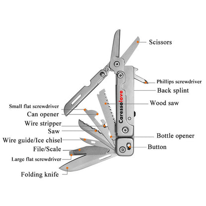 Combination Multitool Folding Knife - Scissors, Detachable Outdoor Pocket Knife, EDC Emergency Hand Tools, Multipurpose Knife