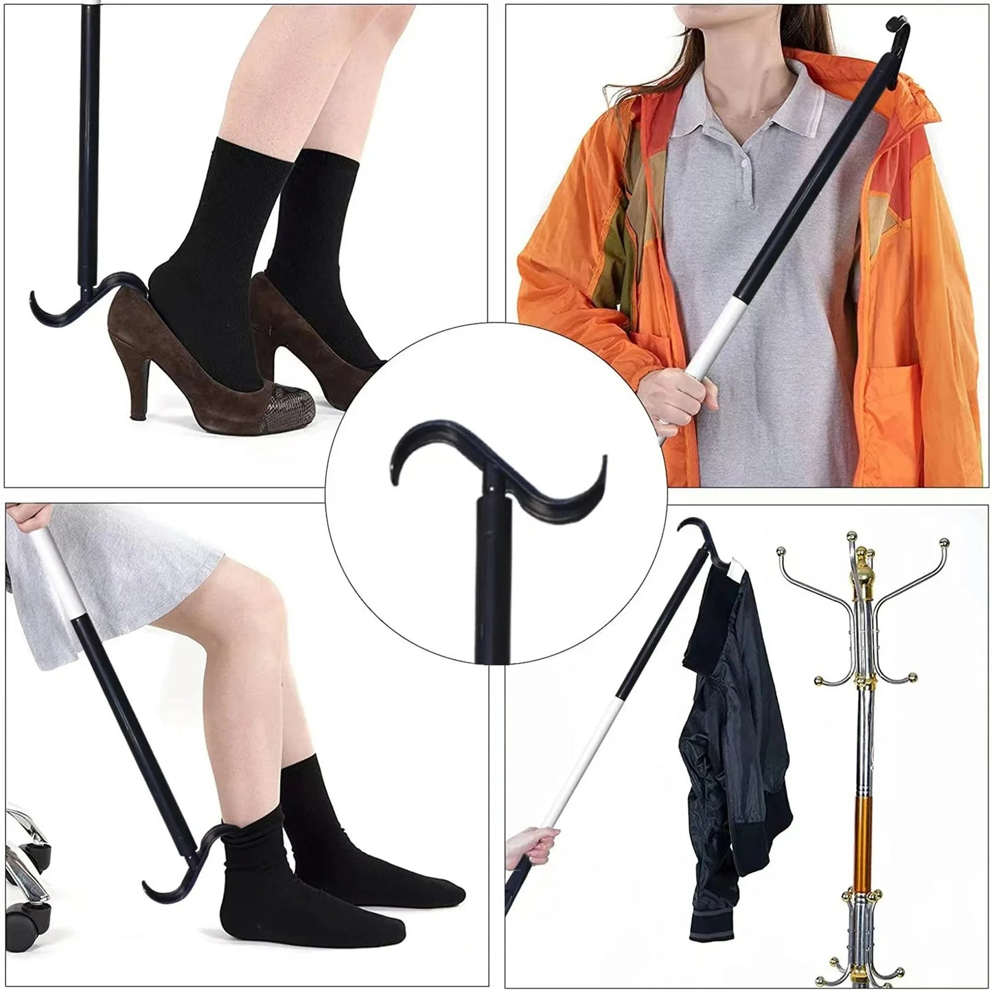 Clothing Aids Dressing Tool – Detachable Long Shoe & Sock Helper with Multifunction Shoe Horn Assistance