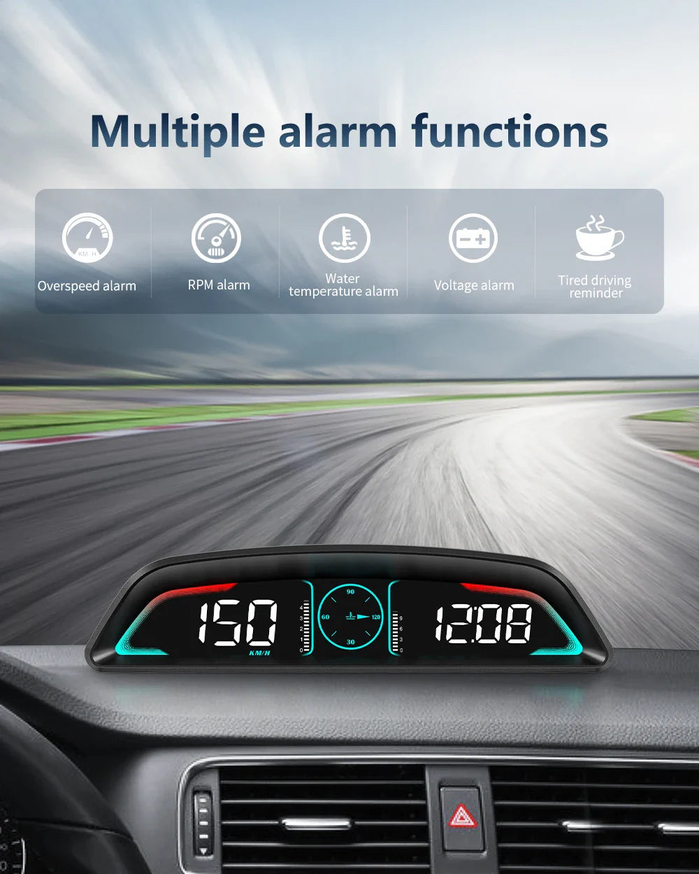 AD G3/B3 OBD2 GPS Head-Up Display – Smart Car HUD with Digital Speedometer, RPM, Water Temp, Clock & Security Alarm