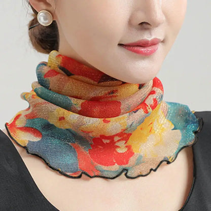 Spring Summer Chiffon Neck Scarf – Lightweight Multi-Function Anti-UV Sunscreen Face & Head Cover for Women