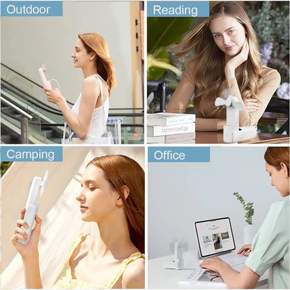 Portable Mini Handheld Fan | 2000mAh USB Rechargeable Foldable Fan with 3 Speeds & Power Bank for Travel