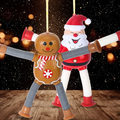 1–4pcs Retractable Santa Claus Toys – Christmas Decompression Toys Featuring Santa, Snowman, Elk & Gingerbread