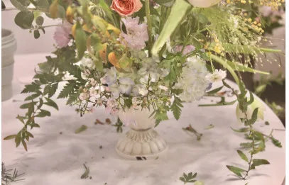 Old Goblet Antique Flower Vase – White Retro European Iron Table Arrangement Container with Handles