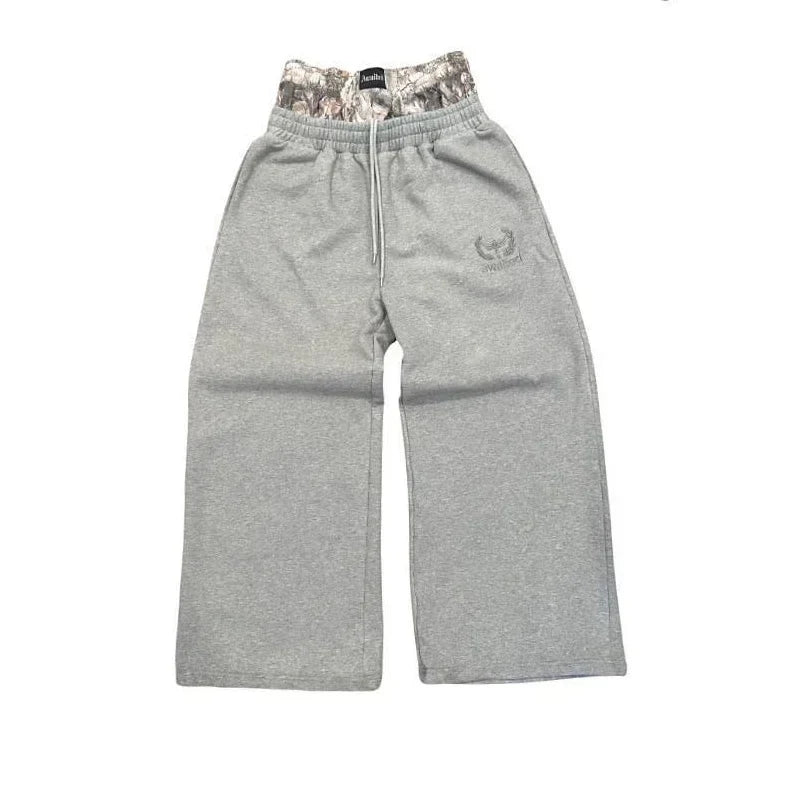 Y2K Retro Embroidered Sweatpants - Unisex Harajuku Goth Wide Leg Baggy Streetwear